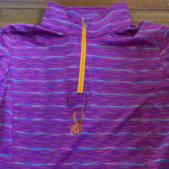 SPYDER Girls L (14-16) Pink/Orange Bocca Turtleneck Mid-Layer Quarter Zip - Picture 3 of 6